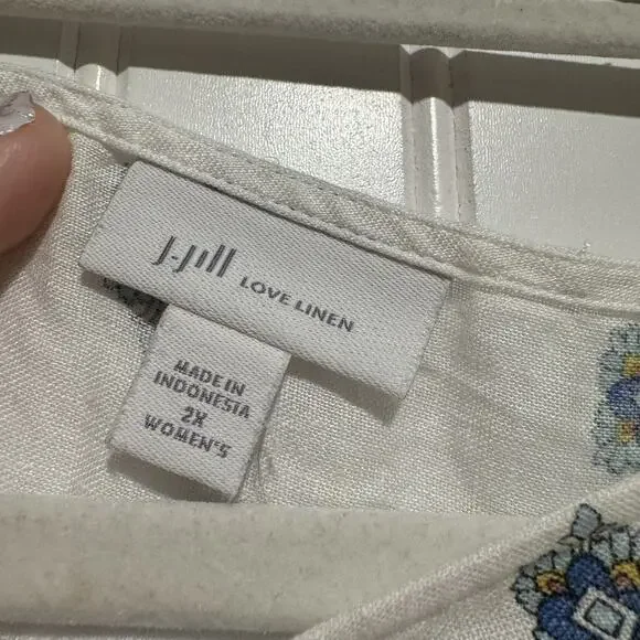J Jill Linen Sleeveless Tunic Top Side Buttons Plus Size 2X - Picture 3 of 5